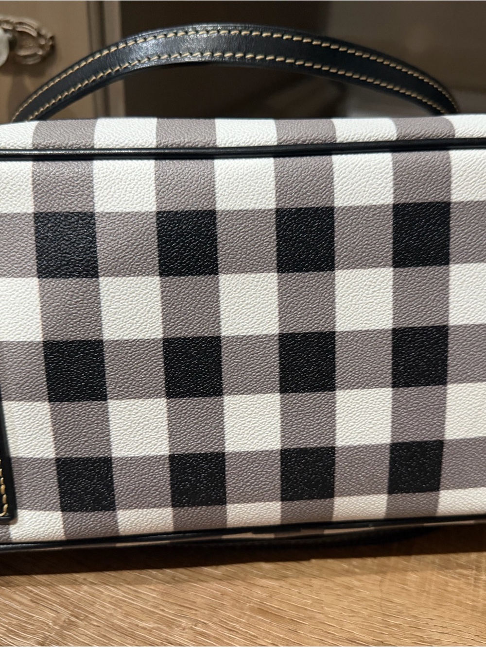 Dooney & Bourke Black and White Gingham Tote - Picture 3 of 6